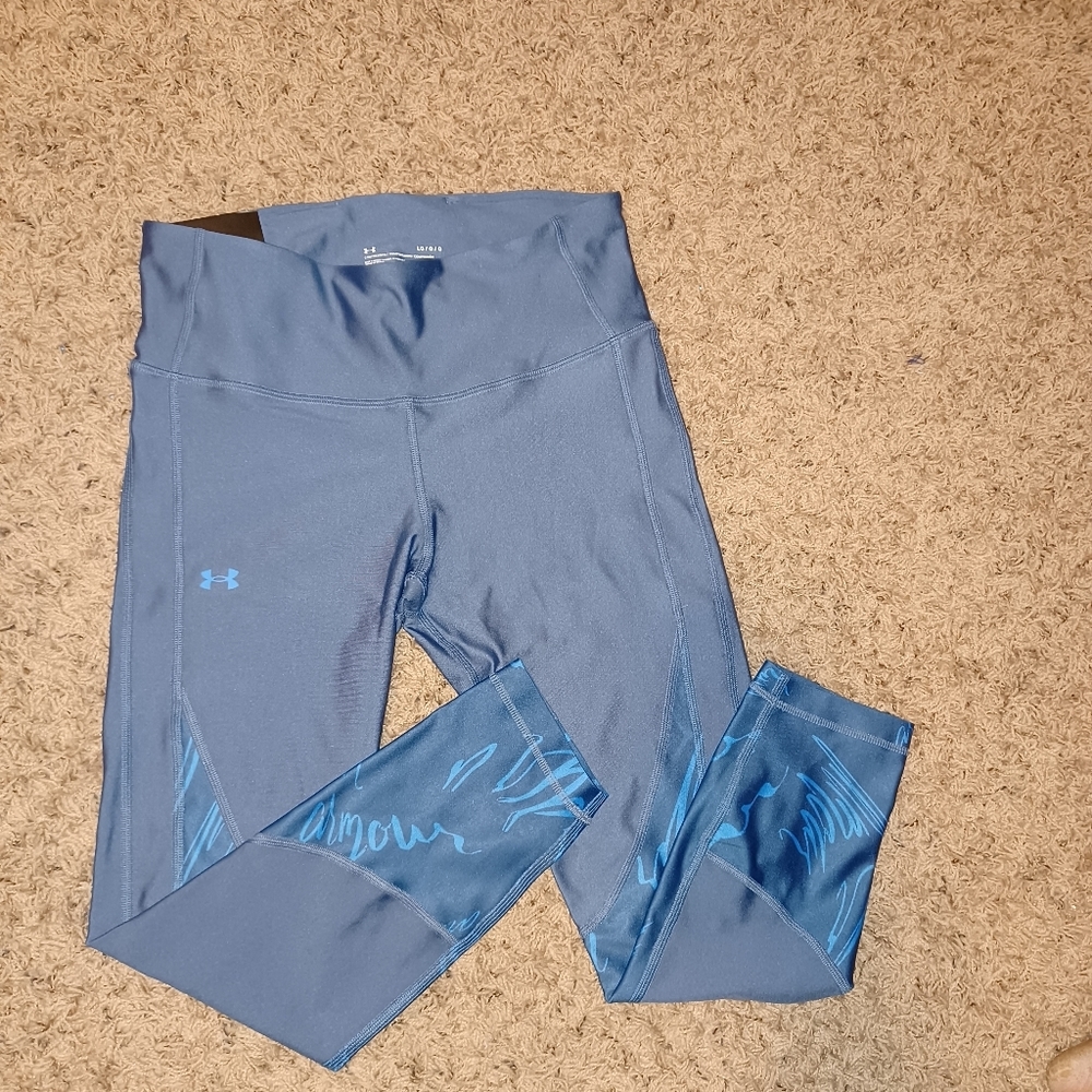 Under Armor Women's Blue Compression High Rise Ankle Crop Heat Gear Leggings